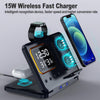 15W Wireless Chargers Stand 5 In1 LED Digital