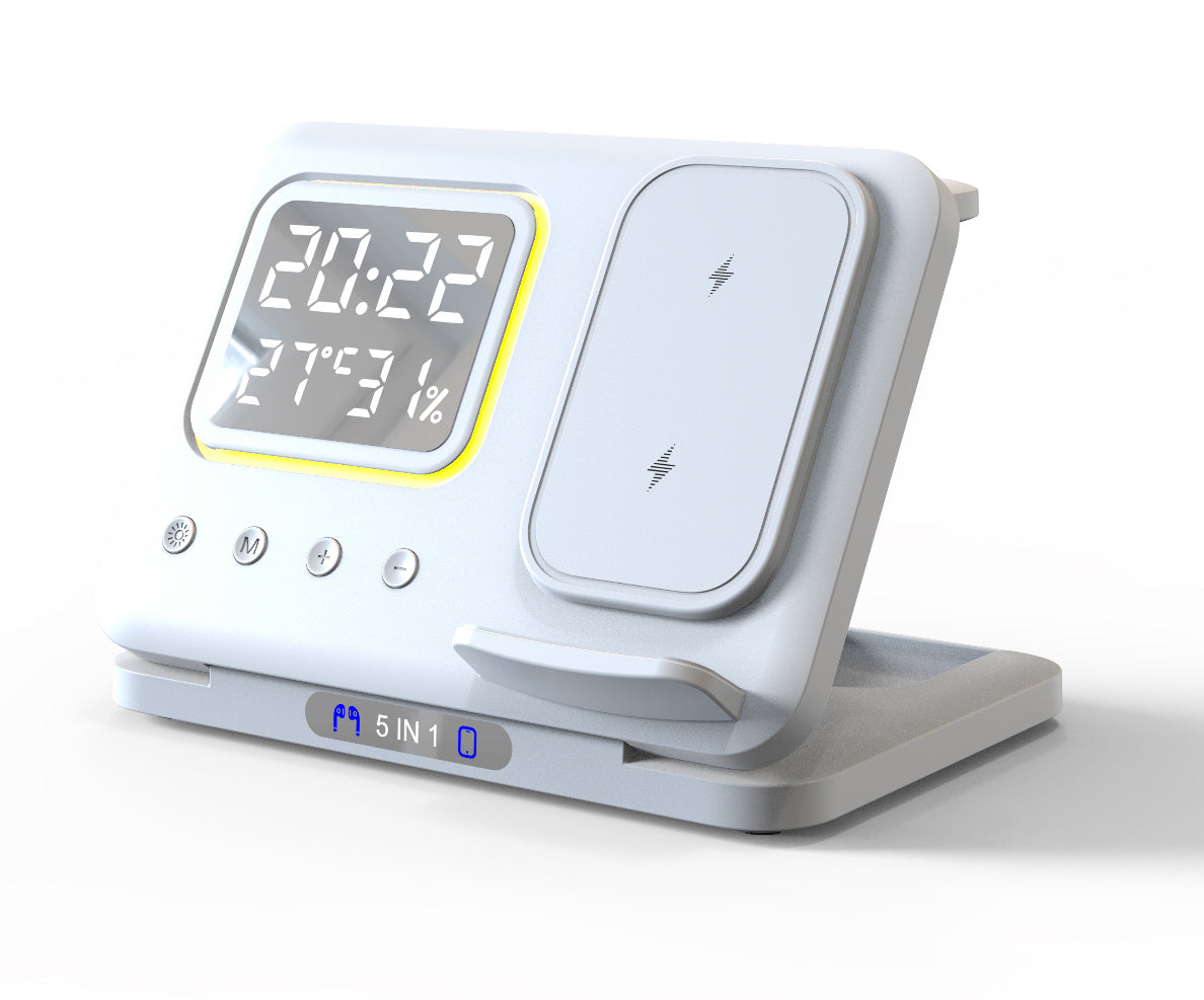 15W Wireless Chargers Stand 5 In1 LED Digital
